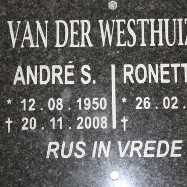 WESTHUIZEN Andre S.,van der 1950-2008 &amp; Ronette E. 1956-