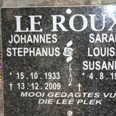 ROUX Johannes Stephanus, le 1933-2009 &amp; Sarah Louisa Susanna 1940-