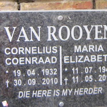 ROOYEN Cornelius Coenraad, van 1932-2010 &amp; Maria Elizabeth 1944-2012