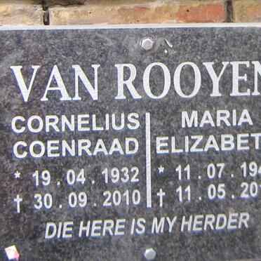 ROOYEN Cornelius Coenraad, van 1932-2010 &amp; Maria Elizabeth 1944-2012