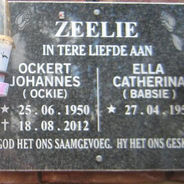 ZEELIE Ockert Johannes 1950-2012 &amp; Ella Catherina 1952-