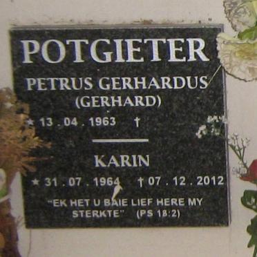 POTGIETER Petrus Gerhardus 1963- &amp;  Karin 1964-2012