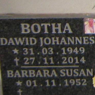 BOTHA Dawid Johannes 1949-2014 &amp; Barbara Susan 1952-