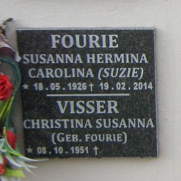 FOURIE Susanna Hermina Carolina 1926-2014 :: VISSER Christina Susanna nee FOURIE 1951-