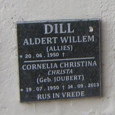 DILL Aldert Willem 1950- &amp; Cornelia Christina JOUBERT 1950-2013