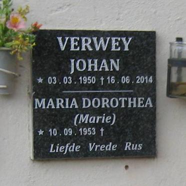 VERWEY Johan 1950-2014 &amp; Maria Dorothea 1953-