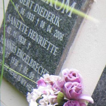HANEKOM Gert Diederik 1935-2006 &amp; Sanette Henriëtte 1938-