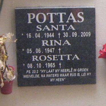 POTTAS Santa 1944-2009 :: POTTAS Rina 1947- :: POTTAS Rosetta 1965-