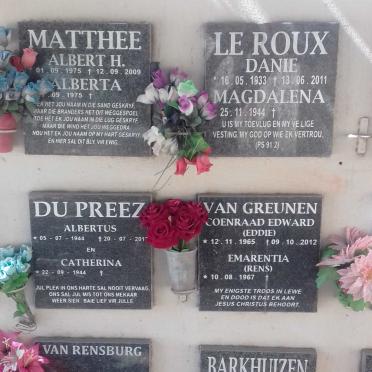 MATTHEE :: BARKHUIZEN :: VAN GREUNEN :: DU PREEZ :: VAN RENSBURG :: LE ROUX