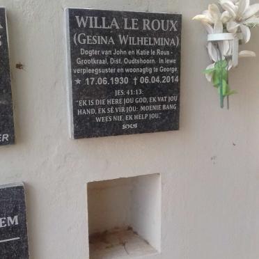 ROUX Gesina Wilhelmina, le 1930-2014