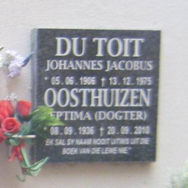 TOIT Johannes Jacobus, du 1906-1975 :: OOSTHUIZEN Septima 1936-2010