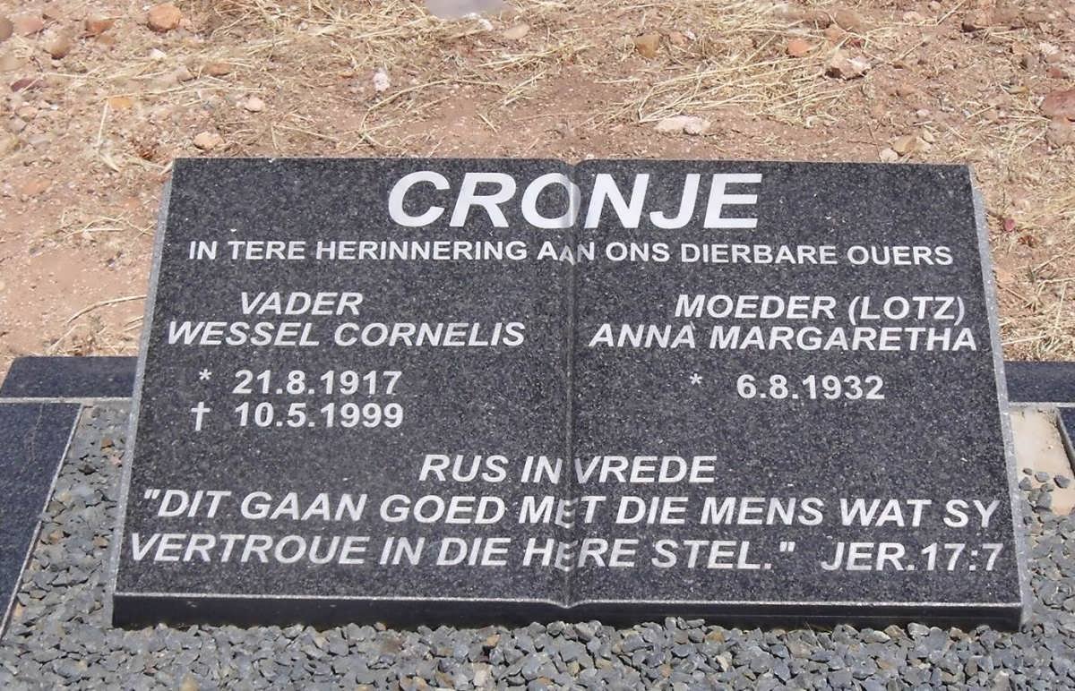 CRONJE Wessel Cornelis 1917-1999 &amp; Anna Margaretha LOTZ 1932-