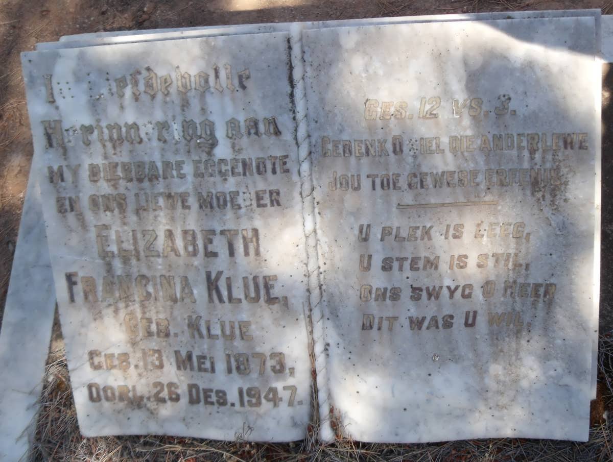 KLUE Elizabeth Fransina nee KLUE 1873-1947