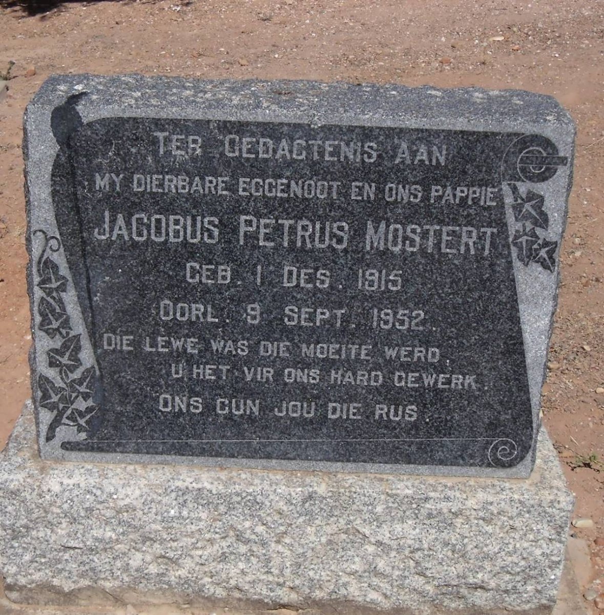 MOSTERT Jacobus Petrus 1915-1952