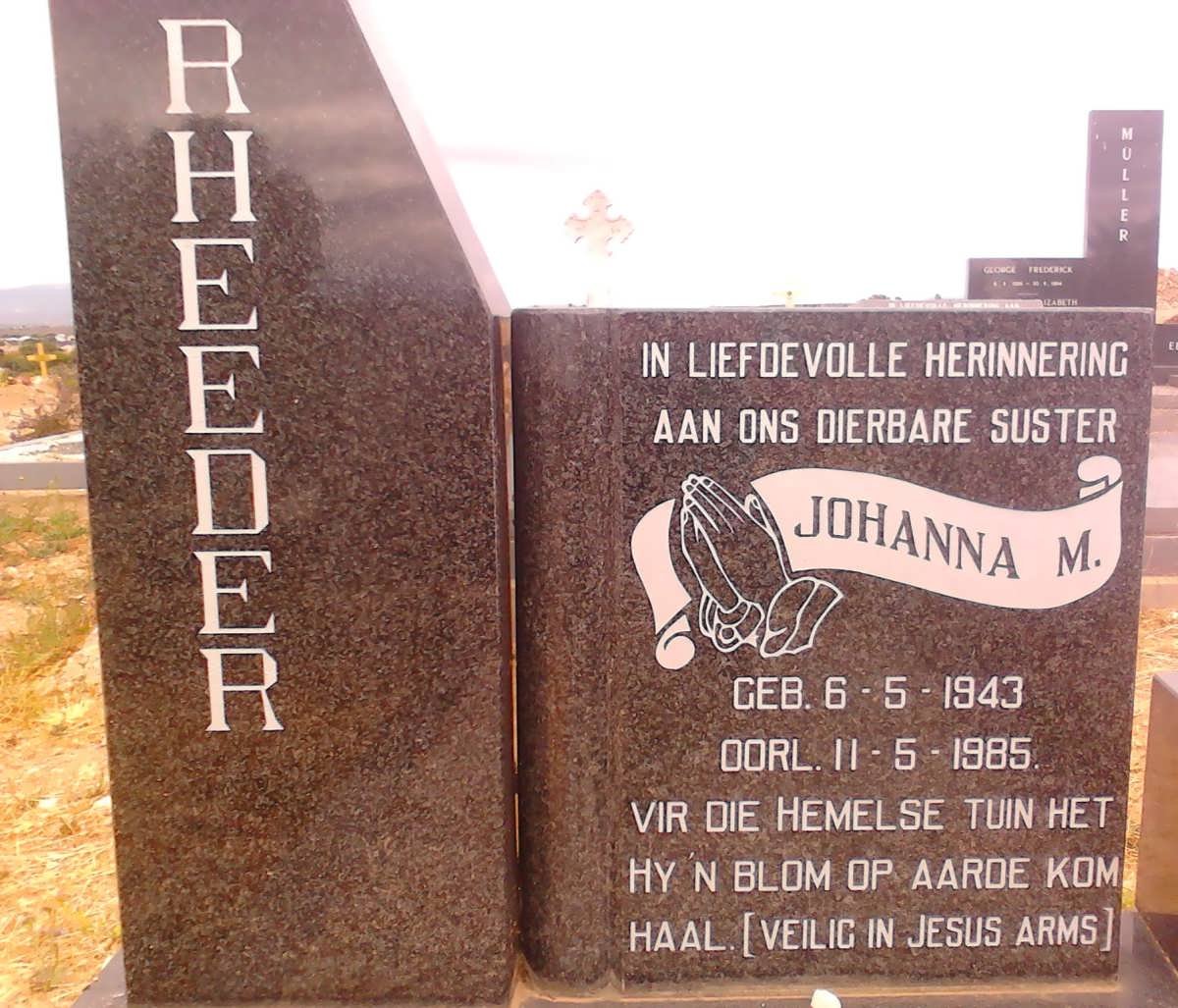 RHEEDER Johanna M. 1943-1985