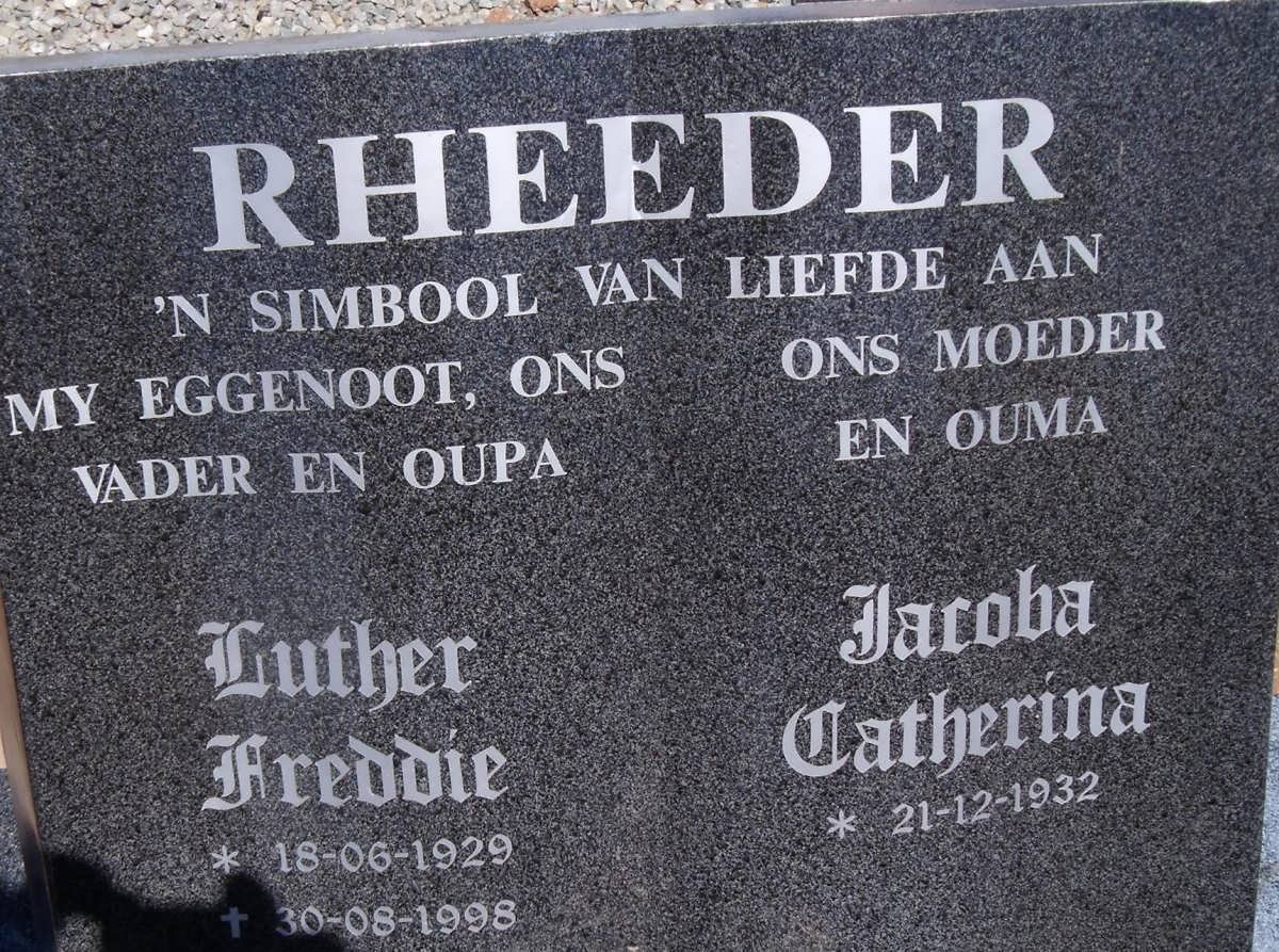 RHEEDER Luther Freddie 1929-1998 &amp; Jacoba Catherina 1932-