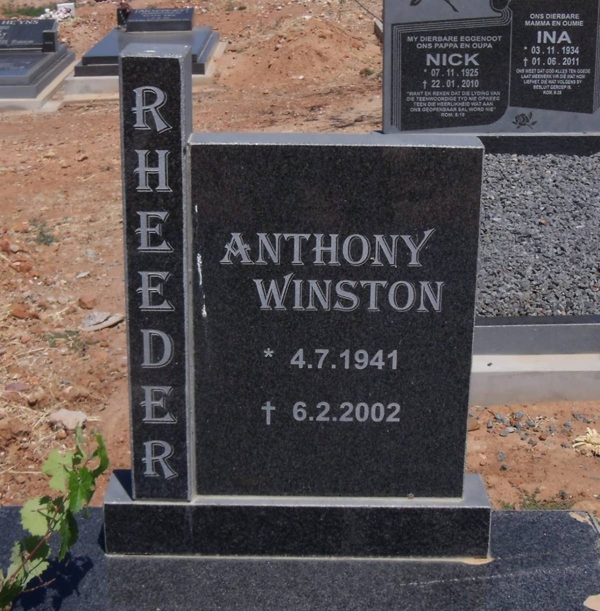 RHEEDER Anthony Winston 1941-2002