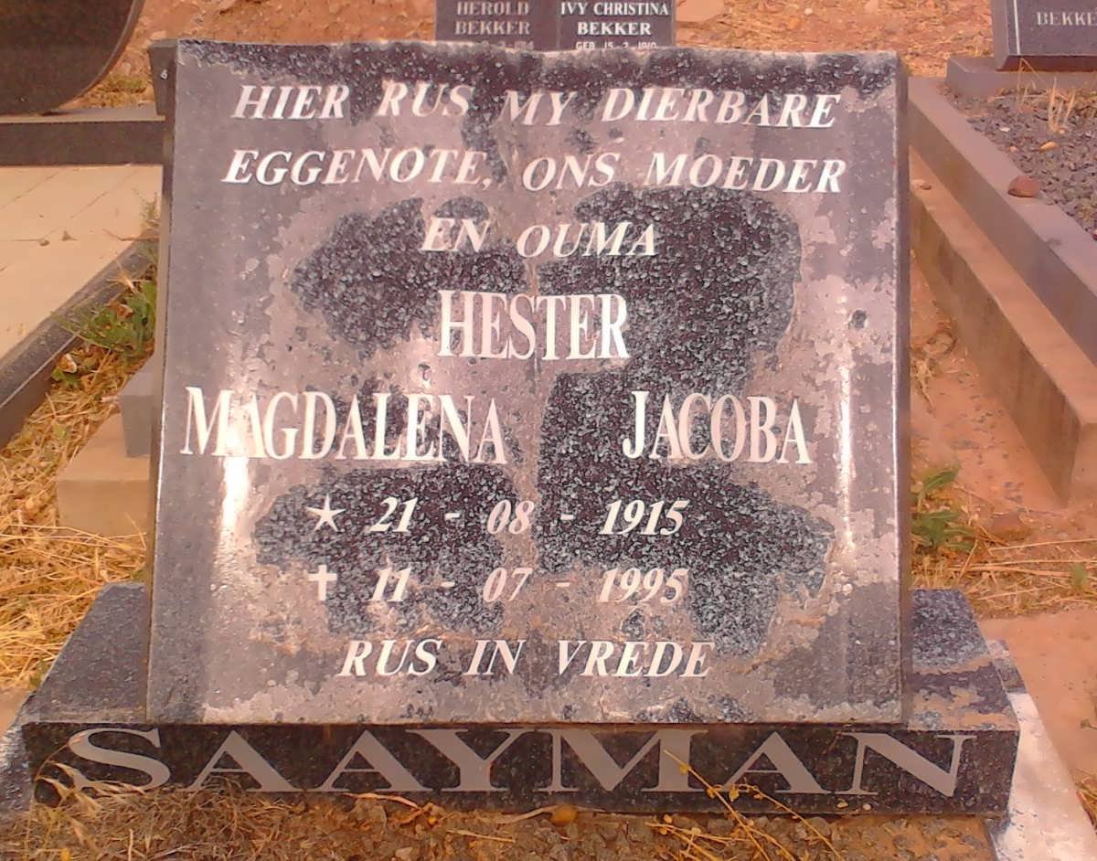 SAAYMAN Hester Magdalena Jacoba 1915-1995