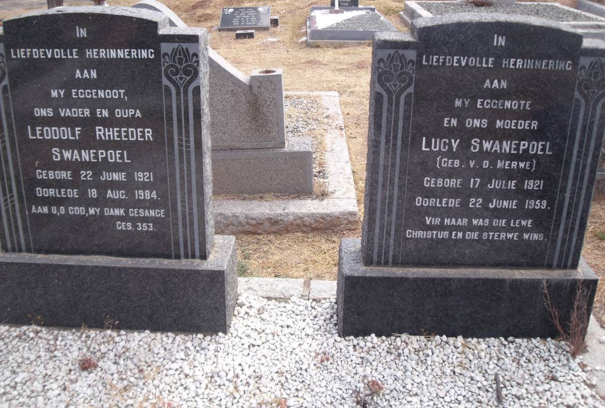 SWANEPOEL Leodolf Rheeder 1921-1984 &amp; Lucy V.D. MERWE 1921-1959