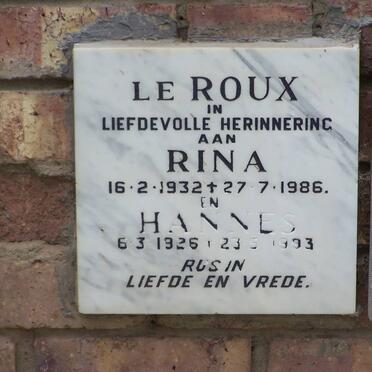ROUX Hannes, le 1926-1993 &amp; Rina 1932-1986