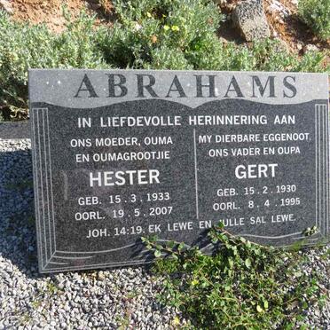 ABRAHAMS Gert 1930-1995 & Hester 1933-2007