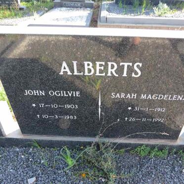 ALBERTS John Ogilvie 1903-1983 & Sarah Magdelena 1912-1992