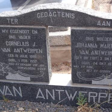 ANTWERPEN Cornelius J., van 1880-1957 &amp; Johanna Marthina DU TOIT 1893-1977