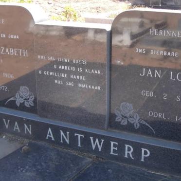 ANTWERP Jan Lodewyk, van 1898-1972 &amp; Samuelina Elizabeth 1906-1972