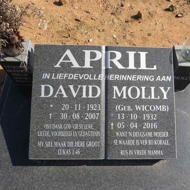 APRIL David 1923-2007 & Molly WICOMB 1932-2016