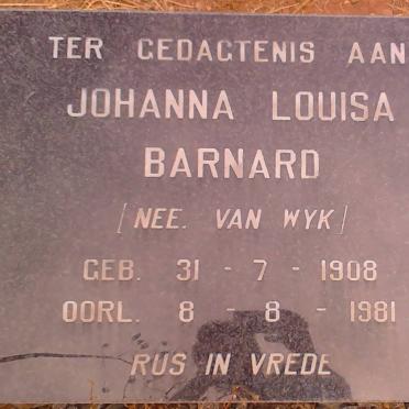 BARNARD Johanna Louisa nee VAN WYK 1908-1981
