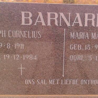 BARNARD Joseph Cornelius 1911-1984 &amp; Maria Magdalena KILLIAN 1912-1980