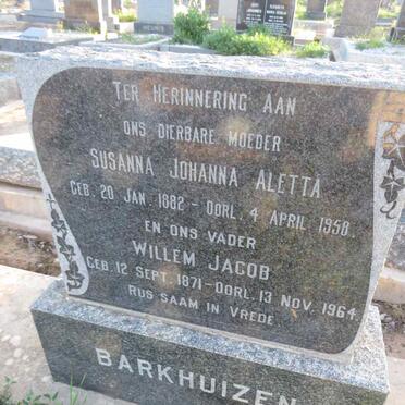 BARKHUIZEN Willem Jacob 1871-1964 & Susanna Johanna Aletta 1882-1958 
