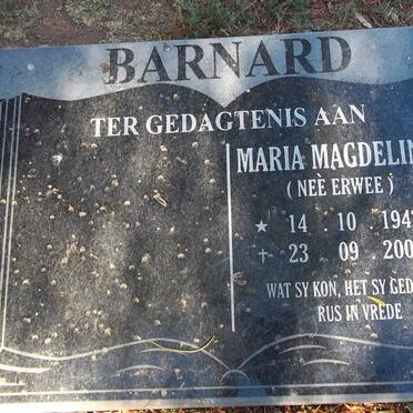 BARNARD Marie Magdelina nee ERWEE 1942-2007