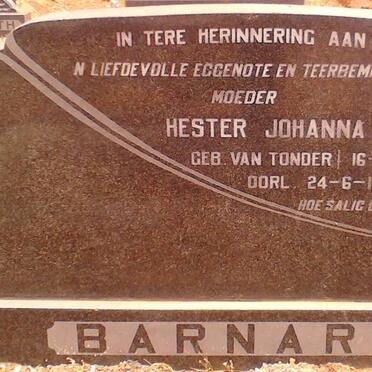 BARNARD Hester Johanna nee VAN TONDER 1937-1970