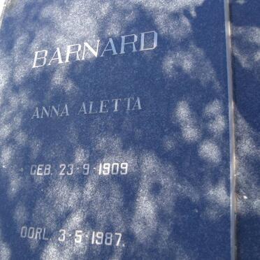 BARNARD Anna Aletta 1909-1987