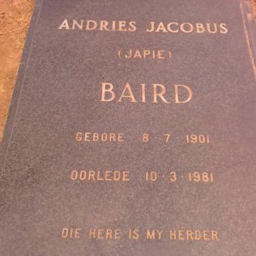 BAIRD Andries Jacobus 1901-1989