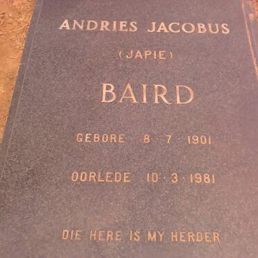 BAIRD Andries Jacobus 1901-1989