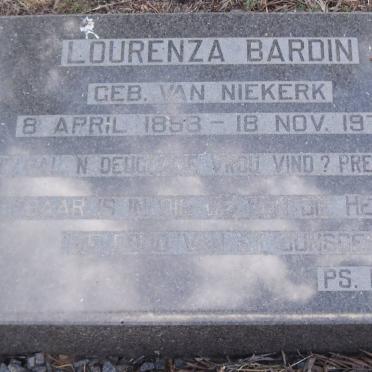 BARDIN Lourenza nee VAN NIEKERK 1888-1978