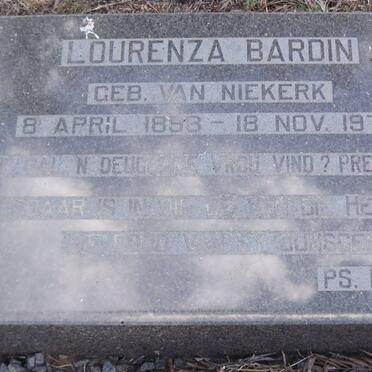 BARDIN Lourenza nee VAN NIEKERK 1888-1978