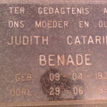 BENADE Judith Catarina 1932-1996