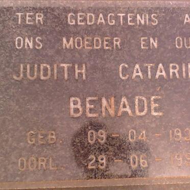 BENADE Judith Catarina 1932-1996