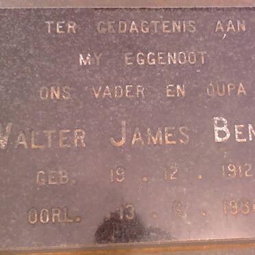 BENADE Walter James 1912-198?