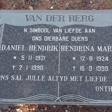 BERG Daniël Hendrik, van der 1921-1990 &amp; Hendrina Maria 1924-1999