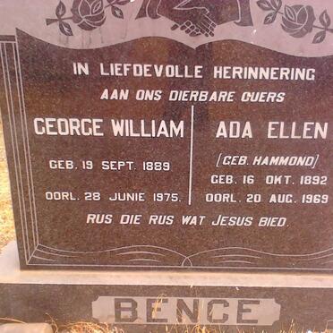 BENCE George William 1889-1975 &amp; Ada Ellen HAMMOND 1892-1969
