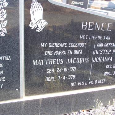 BENCE Mattheus Jacobus 1921-1976 &amp; Hester Petronella Johanna JANSEN 1925-1988