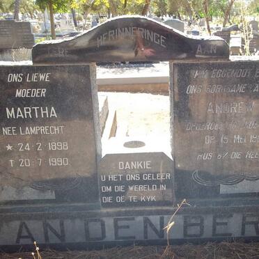 BERG Andrew, van den -1964 &amp; Martha LAMPRECHT 1898-1990