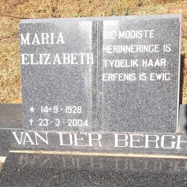 BERGH Maria Elizabeth, van der 1928-2004