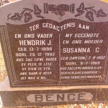 BENCE Hendrik J. 1898-1982 &amp; Susanna C. DAWSON 1902-1969