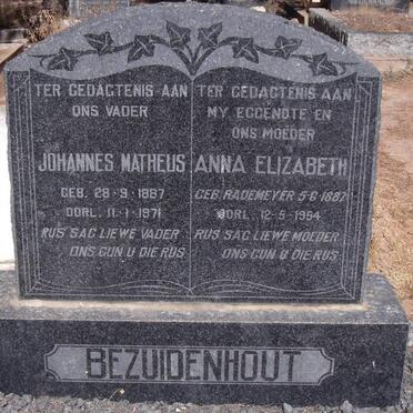 BEZUIDENHOUT Johannes Matheus 1887-1971 &amp; Anna Elizabeth RADEMEYER 1887-1954
