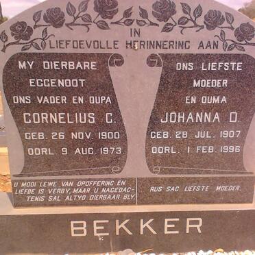 BEKKER Cornelius C. 1900-1973  &amp; Johanna D. 1907-1996